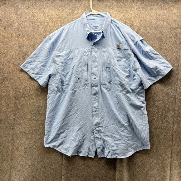 Reel Legends Shirt Men XL Blue Casual Button Down Fishing Polyester Vented - Picture 1 of 11